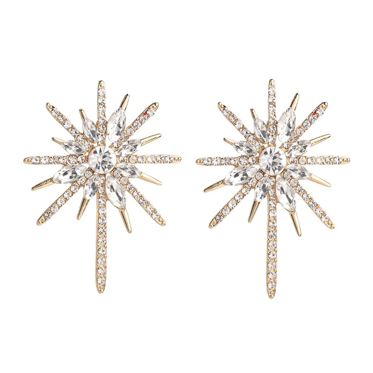Cubic Zirconia & Crystal Pointed Star Stud Earrings