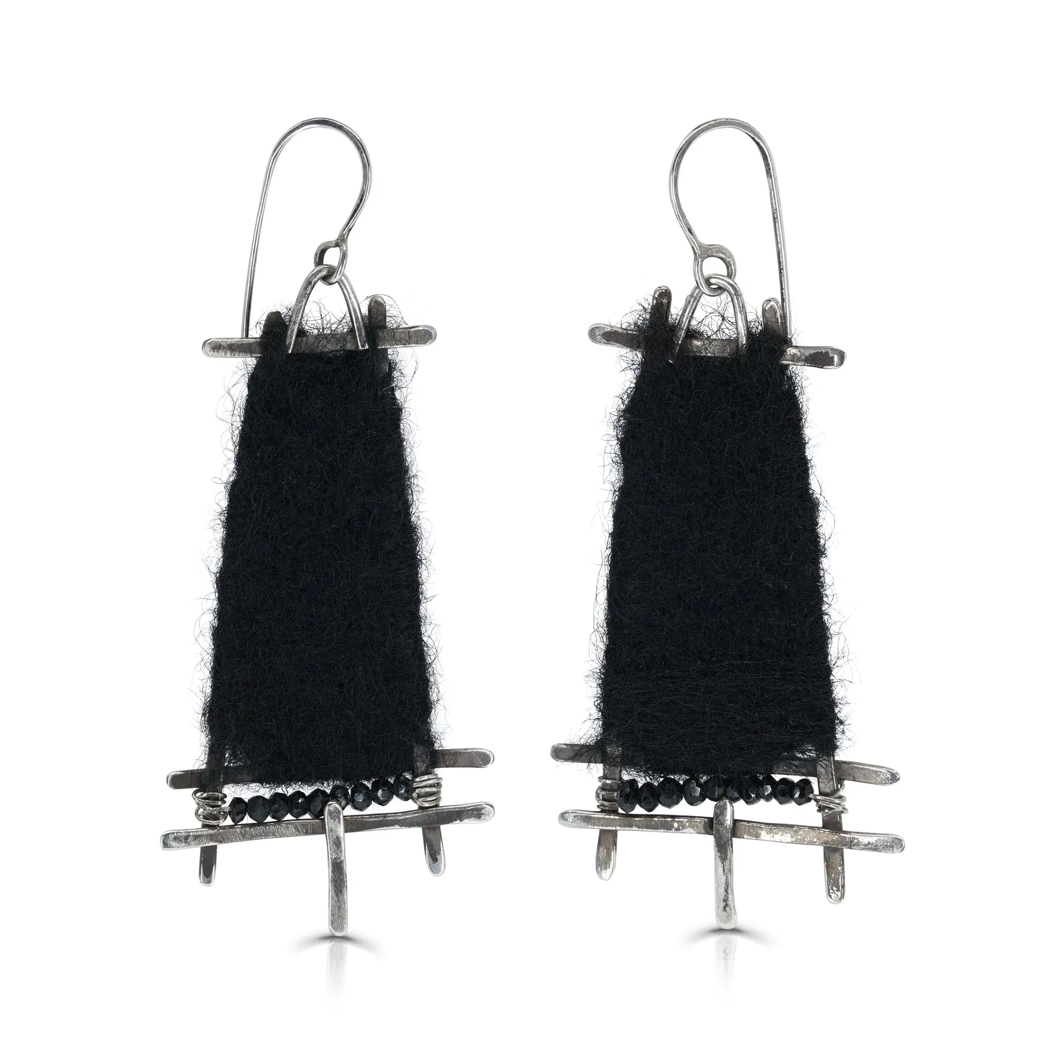 Cuneiform Wool Felt Earrings with Beads