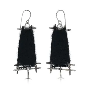 Cuneiform Wool Felt Earrings with Beads