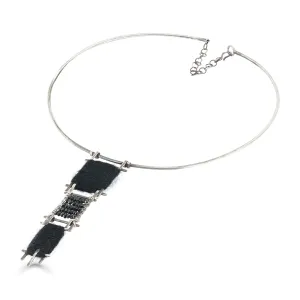 Cuneiform Wool Felt Necklace with Beads