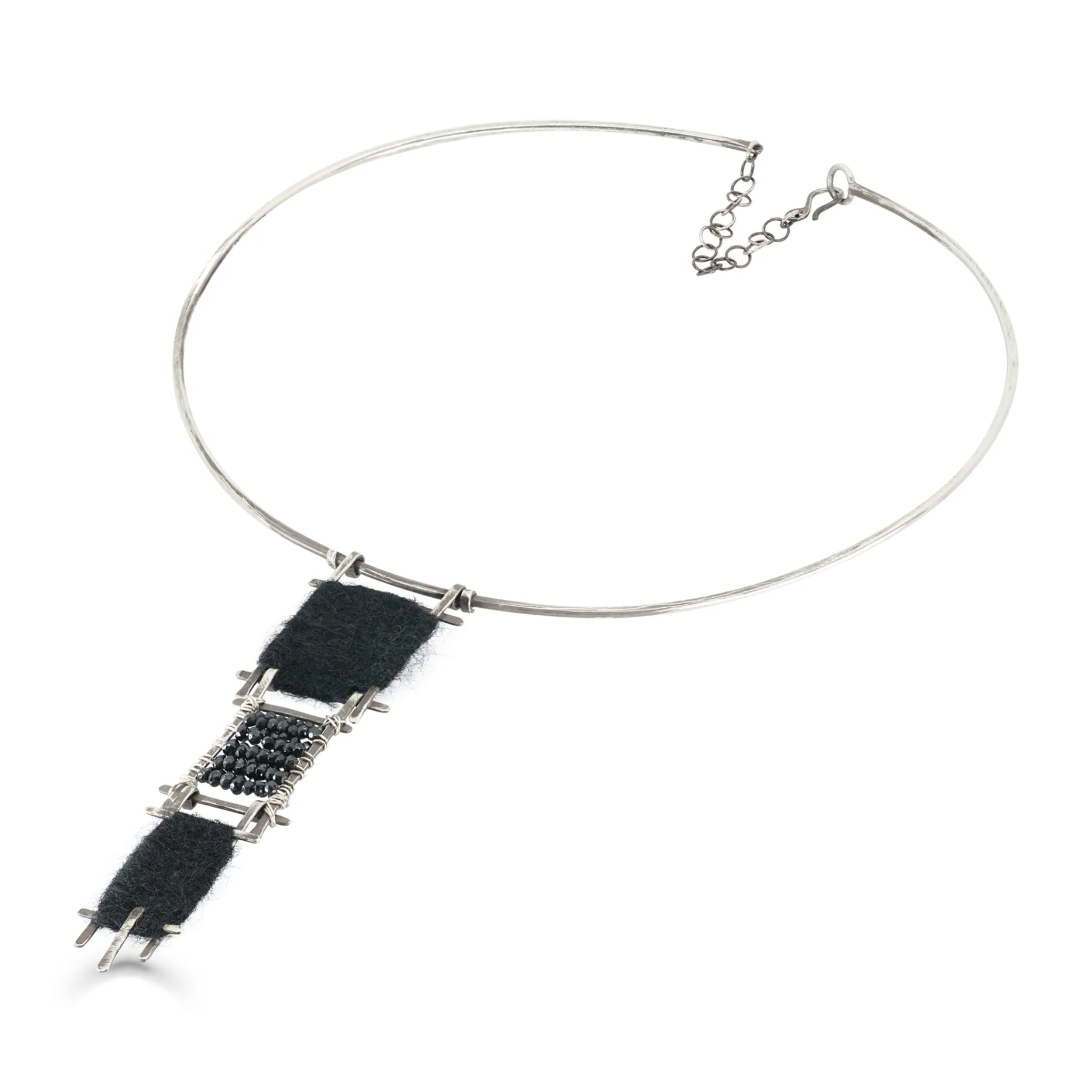 Cuneiform Wool Felt Necklace with Beads