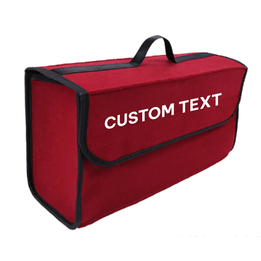 Custom Text For Soft Felt Car Bag Organizer, Compatible with All Cars, Folding Car Storage Box Non Slip Fireproof Car Trunk Organizer CA12990