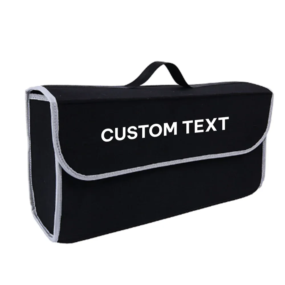 Custom Text For Soft Felt Car Bag Organizer, Compatible with All Cars, Folding Car Storage Box Non Slip Fireproof Car Trunk Organizer CA12990