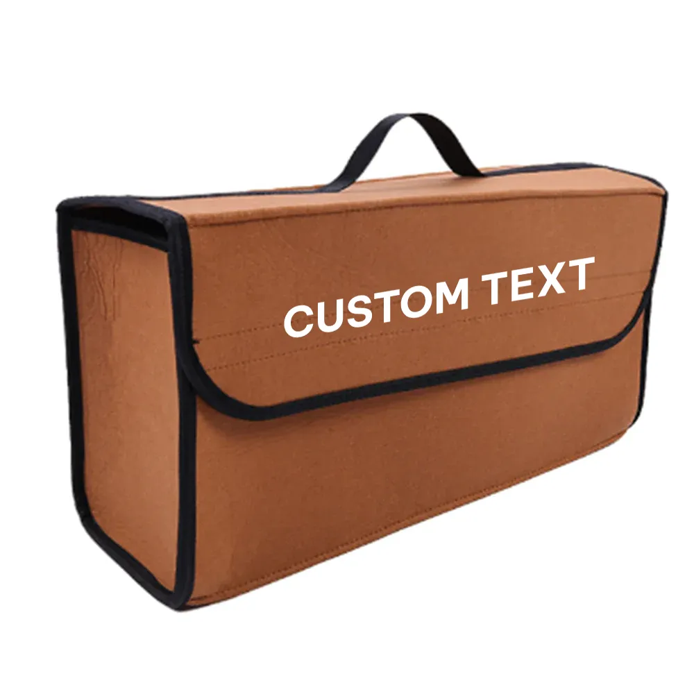 Custom Text For Soft Felt Car Bag Organizer, Compatible with All Cars, Folding Car Storage Box Non Slip Fireproof Car Trunk Organizer DA12990