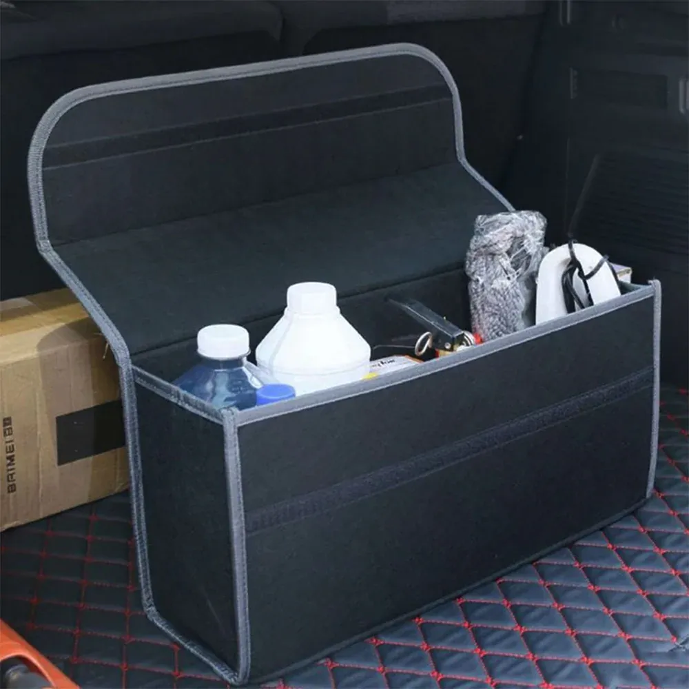 Custom Text For Soft Felt Car Bag Organizer, Compatible with All Cars, Folding Car Storage Box Non Slip Fireproof Car Trunk Organizer DA12990