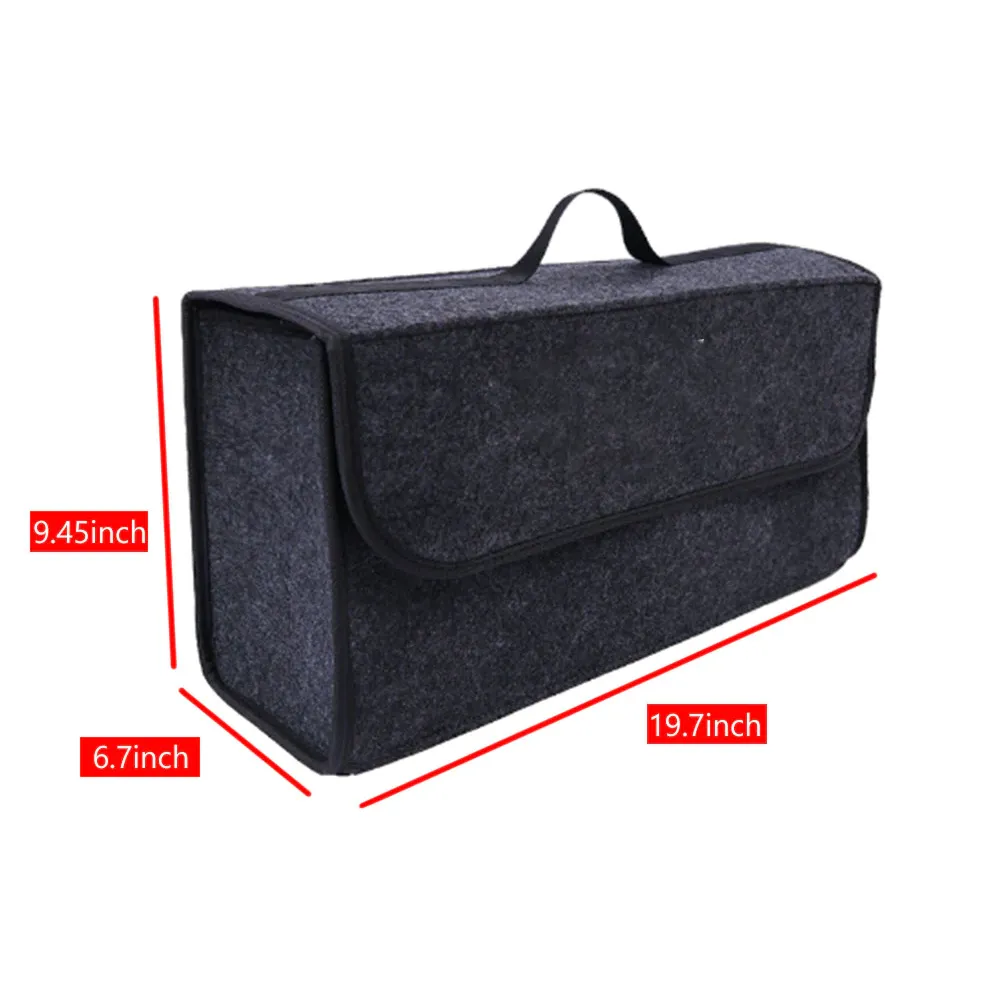 Custom Text For Soft Felt Car Bag Organizer, Compatible with All Cars, Folding Car Storage Box Non Slip Fireproof Car Trunk Organizer PU12990