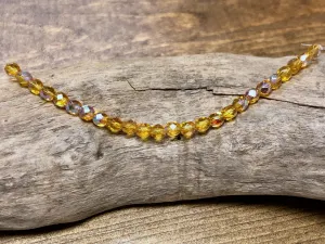 Czech Glass Fire Polished Bead Strand - Faceted Rounds - 5mm - 5”
