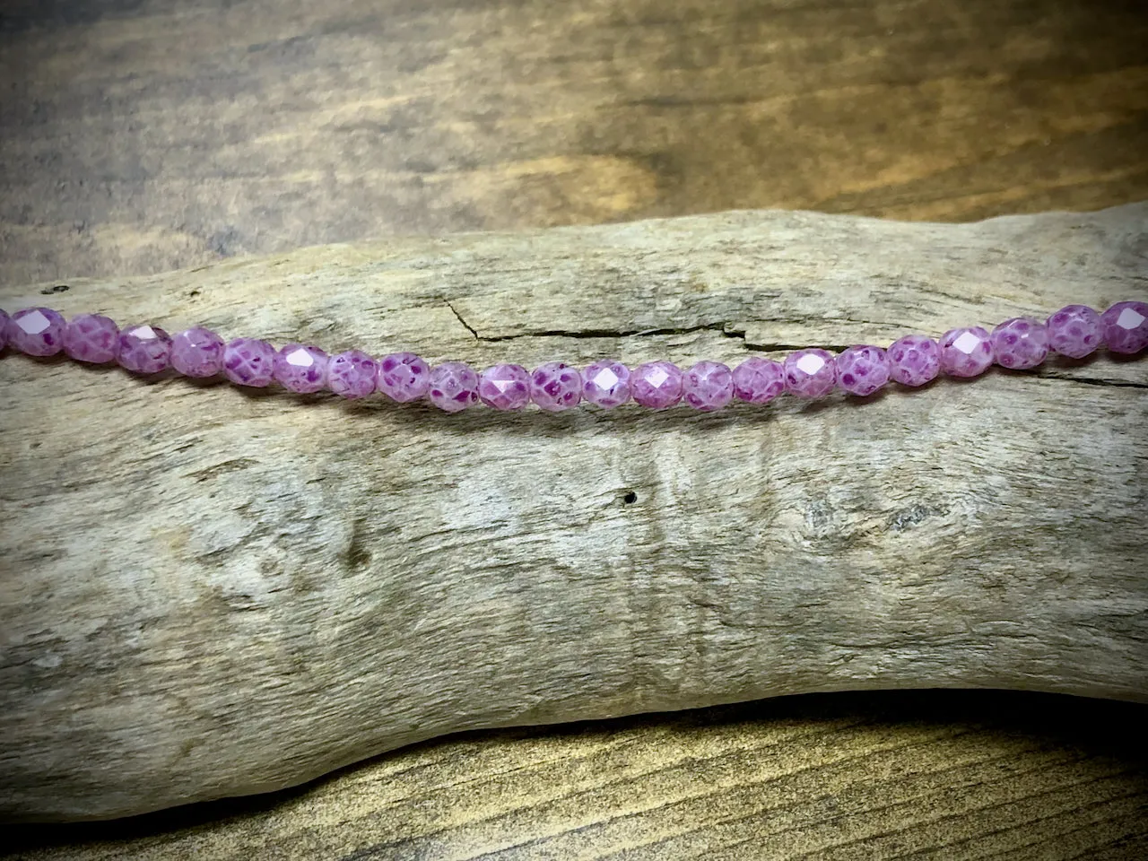 Czech Glass Fire Polished Bead Strand - Faceted Rounds - 5mm - 5”