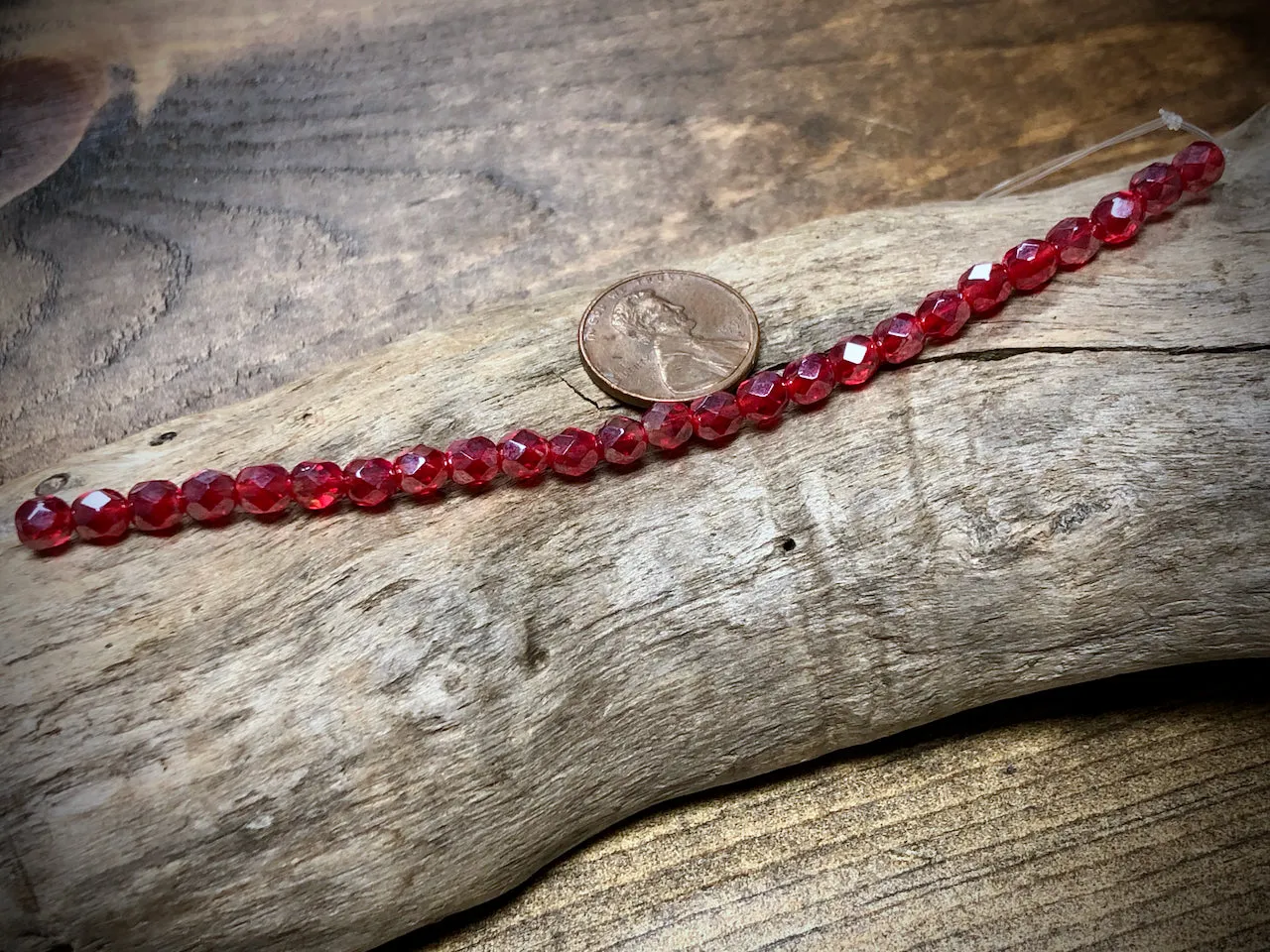 Czech Glass Fire Polished Bead Strand - Faceted Rounds - 5mm - 5”