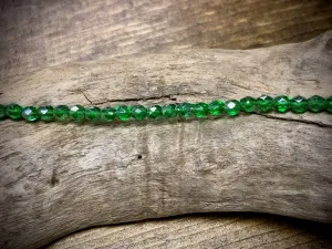 Czech Glass Fire Polished Bead Strand - Faceted Rounds - 5mm - 5”