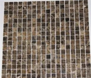 Dark Emperador Marble Polished Mosaic Tiles 4x4 Sample of 5/8 x 5/8