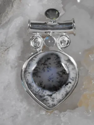 Dendritic Opal Pendant with Labradorite and Moonstone