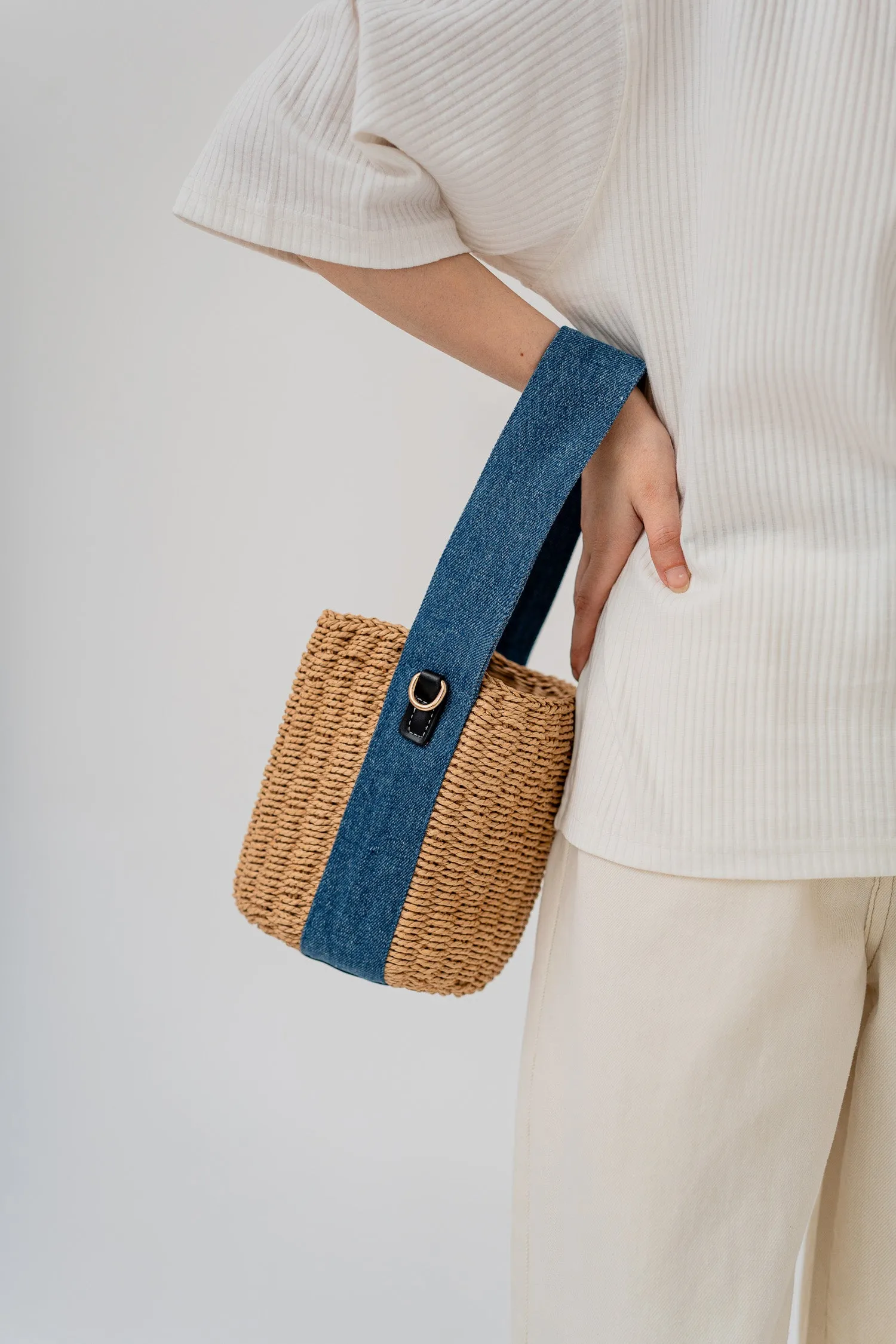 Denim Strap Basket Bag