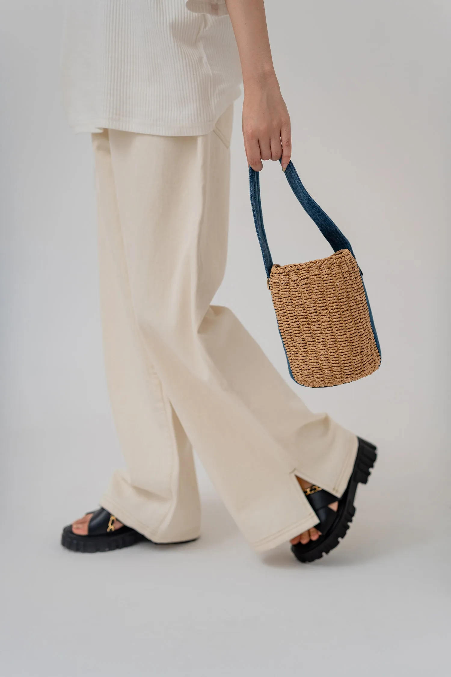 Denim Strap Basket Bag