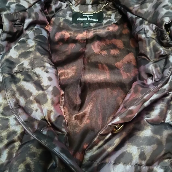Dennis Basso Leopard / Cheetah Print Quilted Coat Women's Size XS