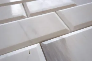 Dolomite White (Bianco Dolomiti) Marble 3 X 6 Deep-Beveled & Polished Subway Tile - STANDARD QUALITY - Lot of 20 Sq. Ft.
