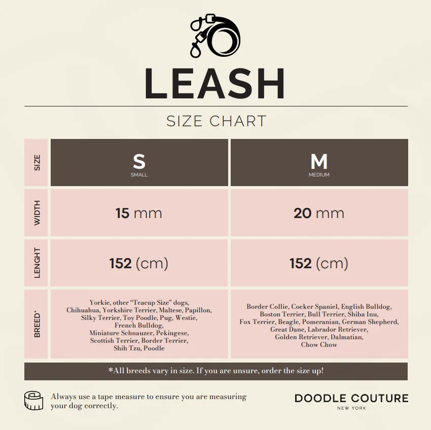 Doodle Couture, New York - Secure-In-Place Dog Leash - Dune