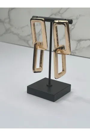 Double Square Link Earrings