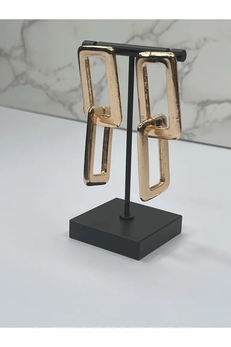 Double Square Link Earrings