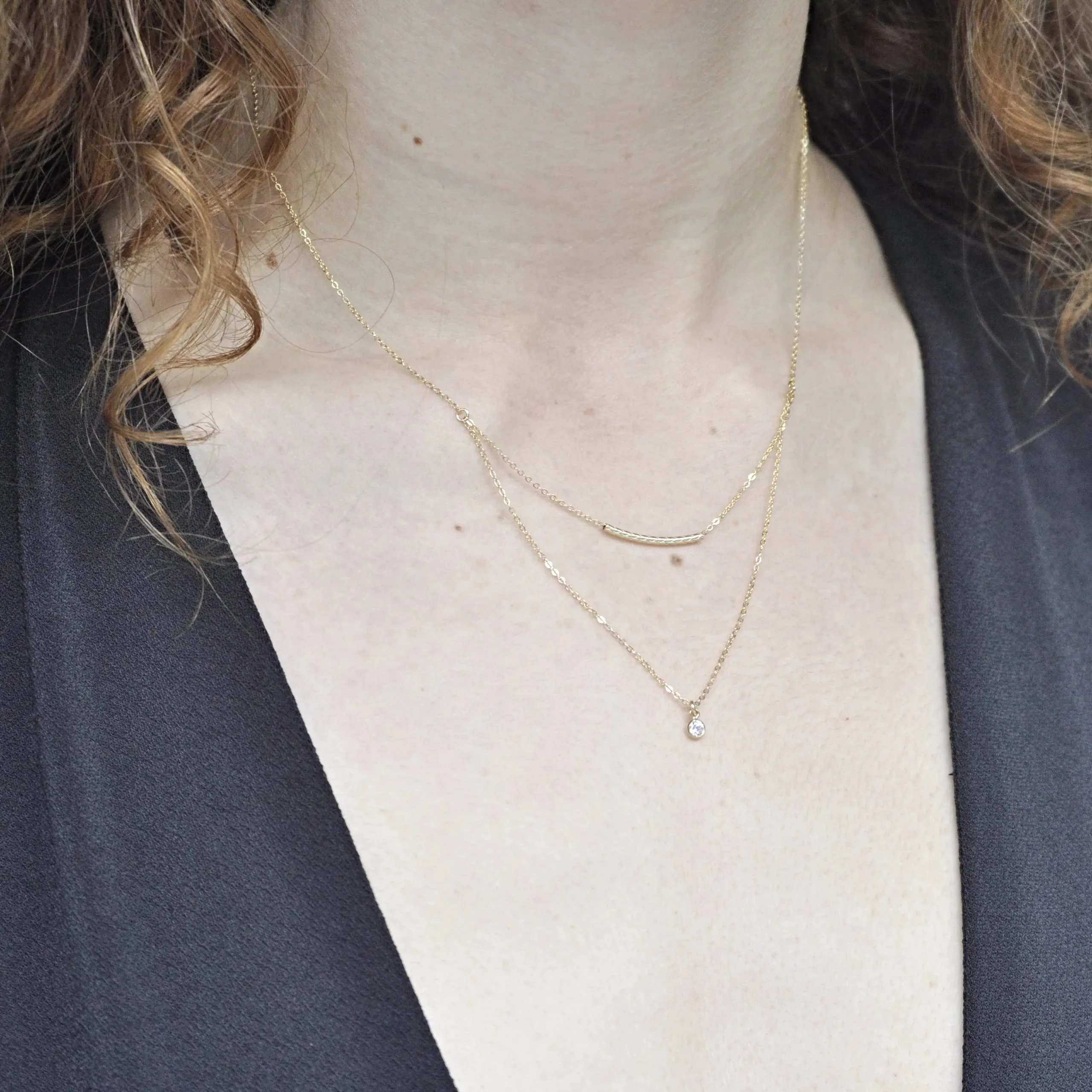 Double Strand Tube   CZ Necklace
