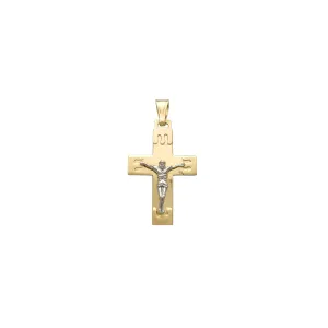 Dripping Textured Crucifix Pendant (14K)