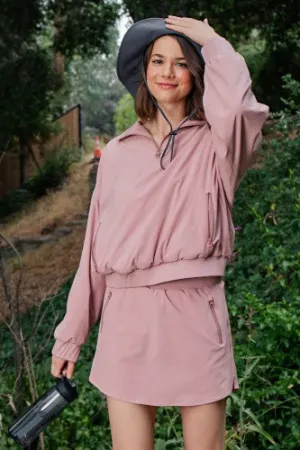 Dusty Pink Woven Fleece Skort