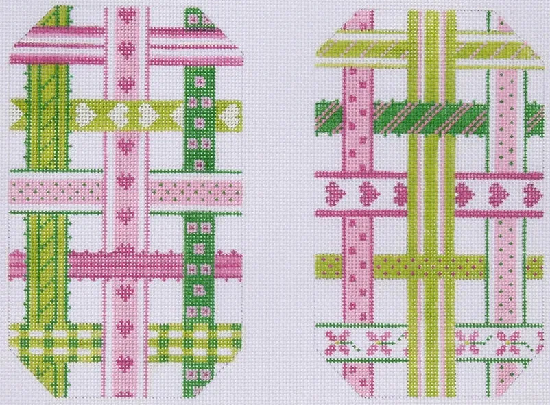 EGC-02f: Glasses Case – Woven Ribbons – pinks & greens (full-size)
