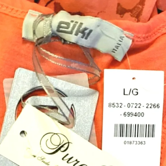Eiki Italian Silk Floral Sleeveless Sheer Shift Coral Dress Size Large