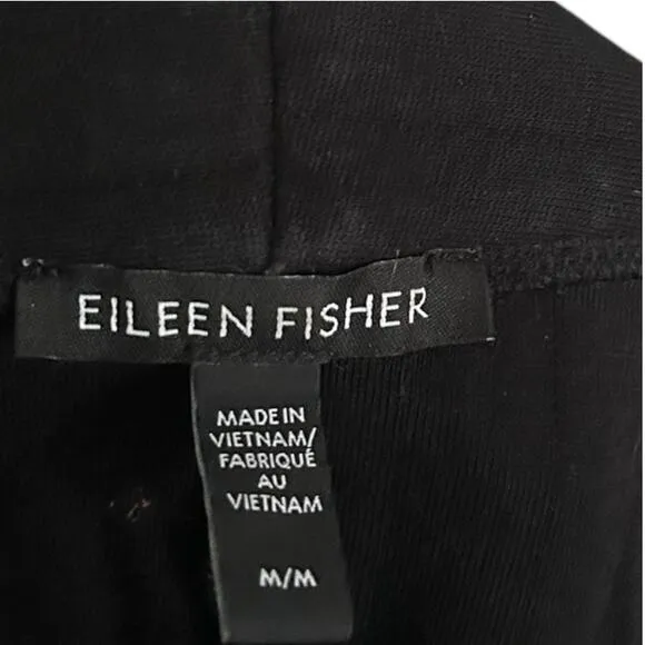 Eileen Fisher Cardigan Long Line Organic Cotton Black Medium