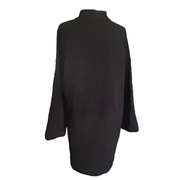 Eileen Fisher Cardigan Long Line Organic Cotton Black Medium