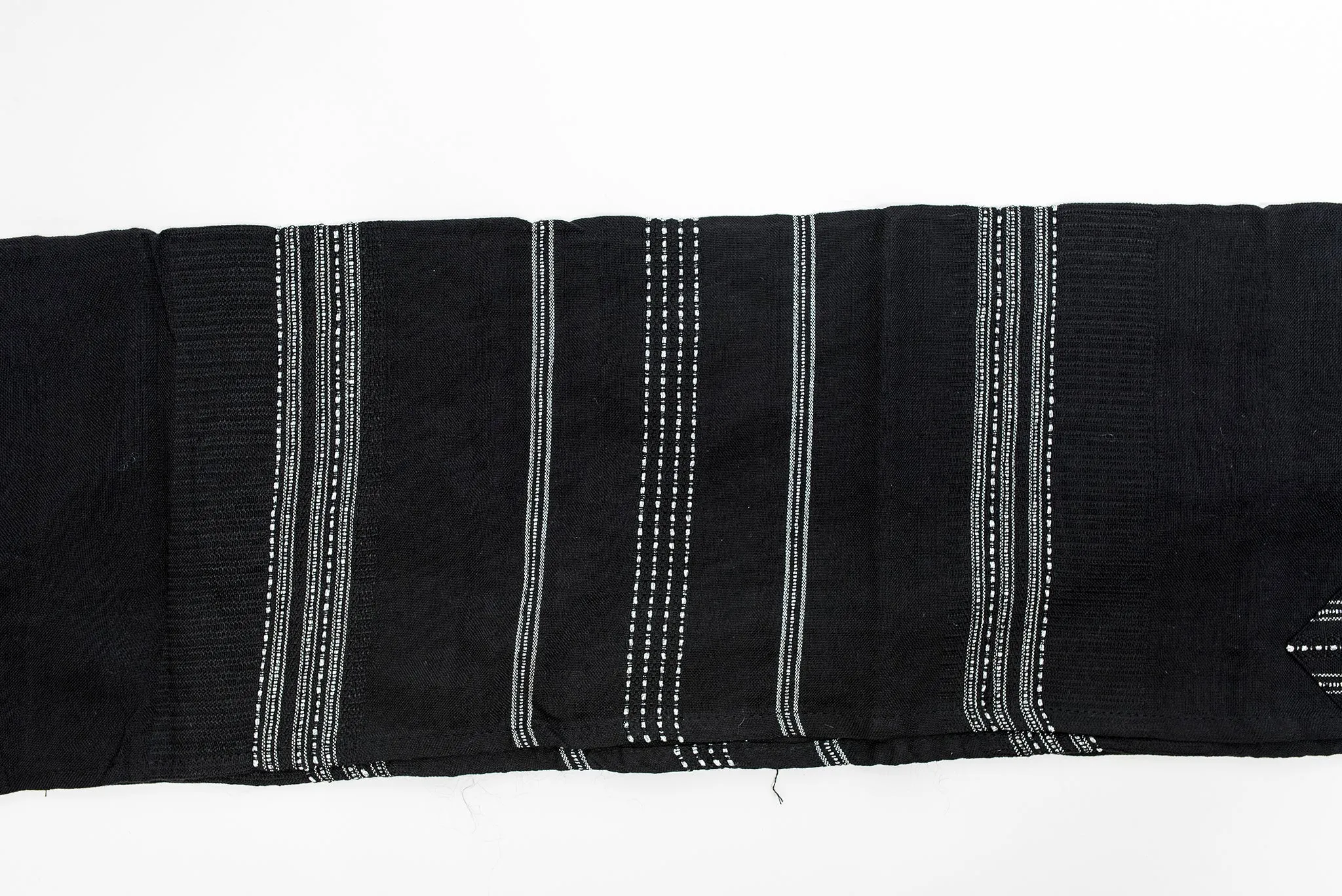 Elia - Cotton Tallit - Silver on Black