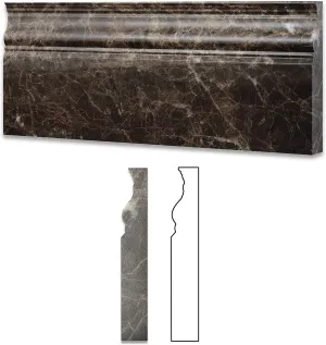 Emperador Dark Marble Polished 5 X 12 Baseboard - Lot of 50 pcs.