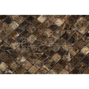 Emperador Dark Spanish Marble 5/8 X 5/8 Mosaic Tile, Polished