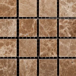 Emperador Light (Cedar) Marble 1 X 1 Polished Mosaic Tile - Box of 5 Sheets