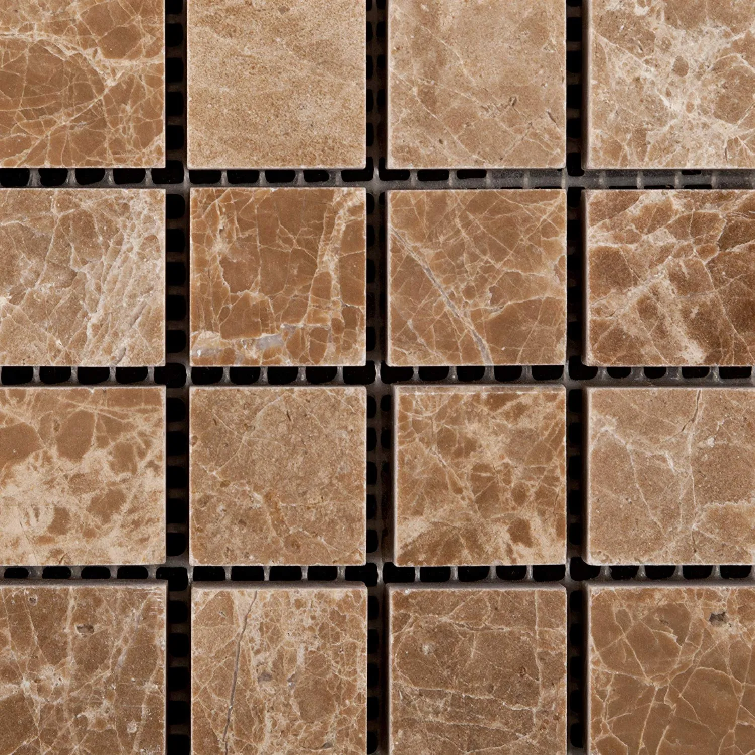 Emperador Light (Cedar) Marble 1 X 1 Polished Mosaic Tile - Box of 5 Sheets