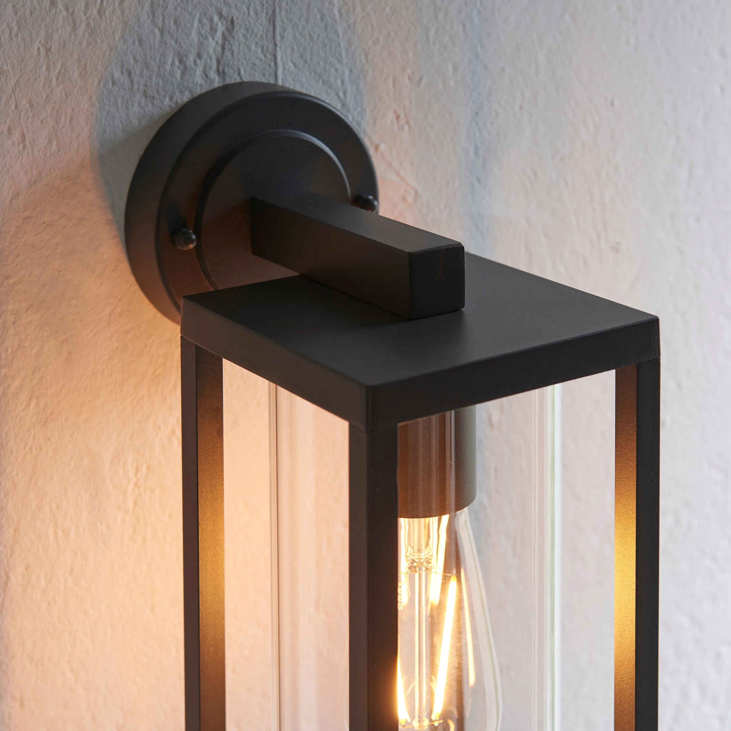 Endon 96917 Hamden 1lt Wall Textured black & clear glass 10W LED E27 (Required)