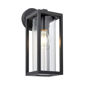 Endon 96917 Hamden 1lt Wall Textured black & clear glass 10W LED E27 (Required)