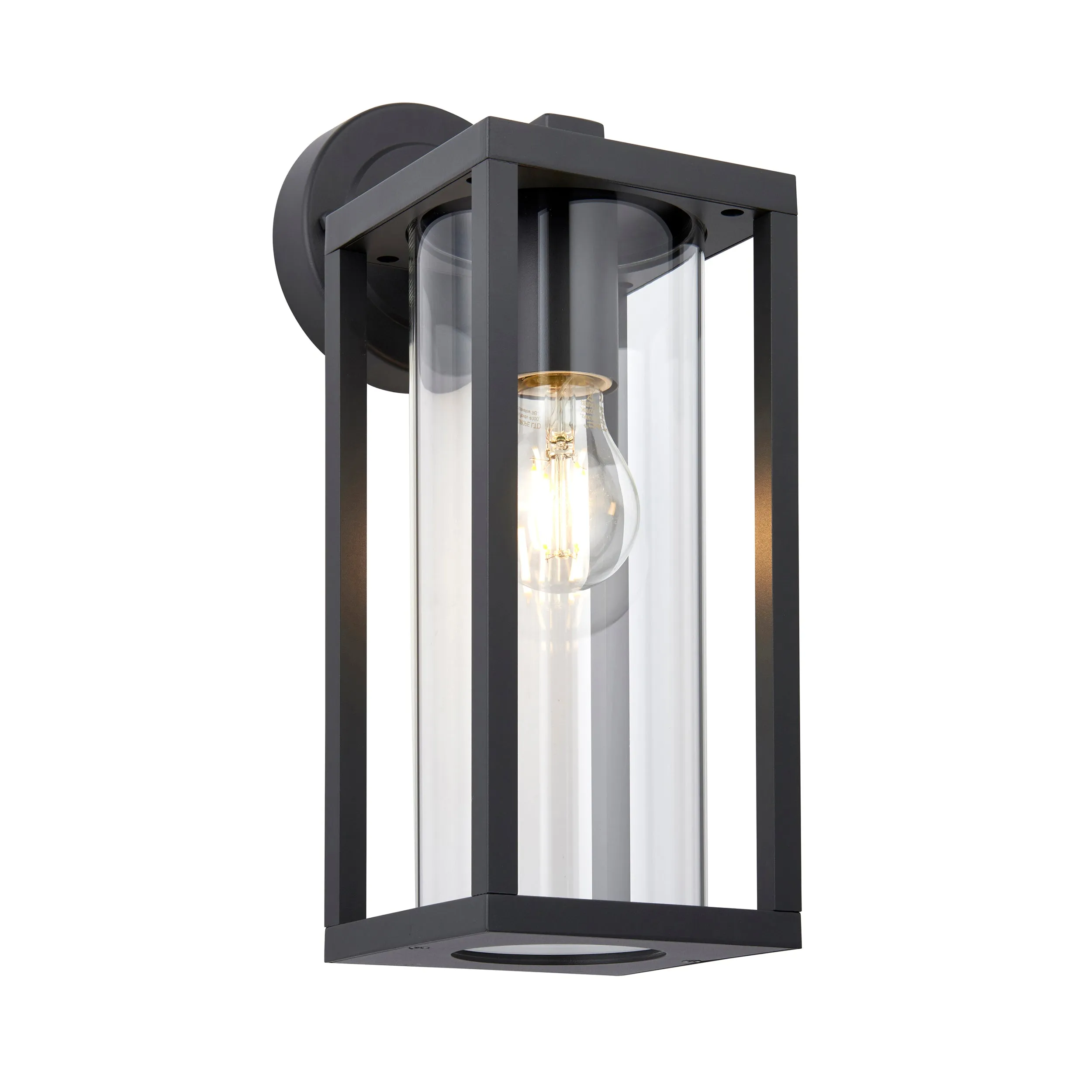 Endon 96917 Hamden 1lt Wall Textured black & clear glass 10W LED E27 (Required)