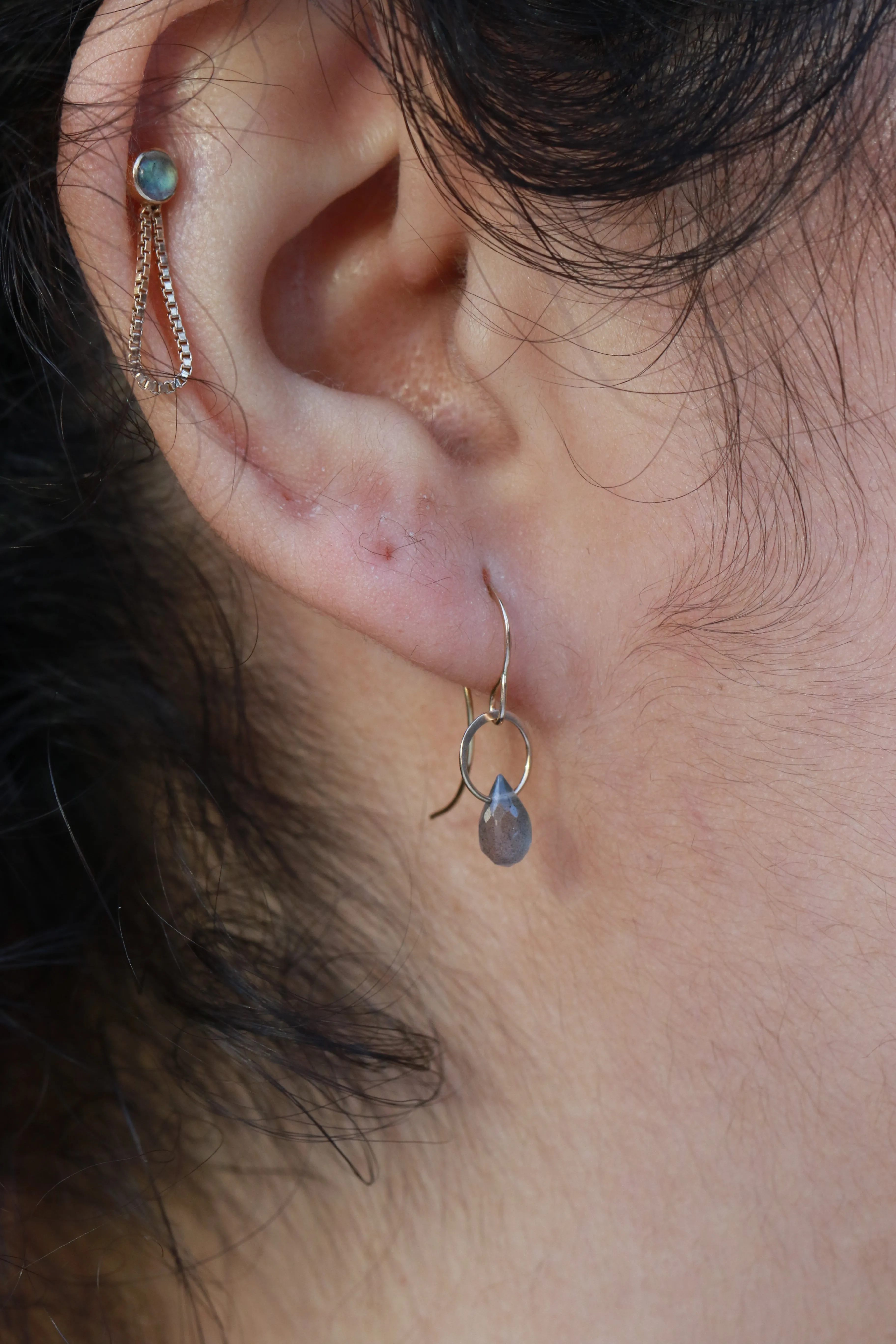 Extra Small Labradorite Single Drop Earrings