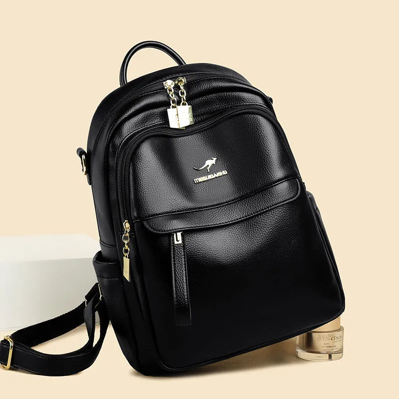 Fashion Mother Soft Leather Large Capacity Backpacks