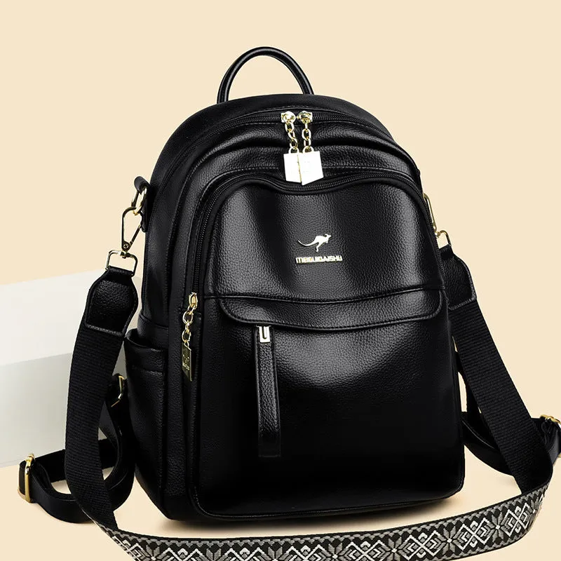 Fashion Mother Soft Leather Large Capacity Backpacks