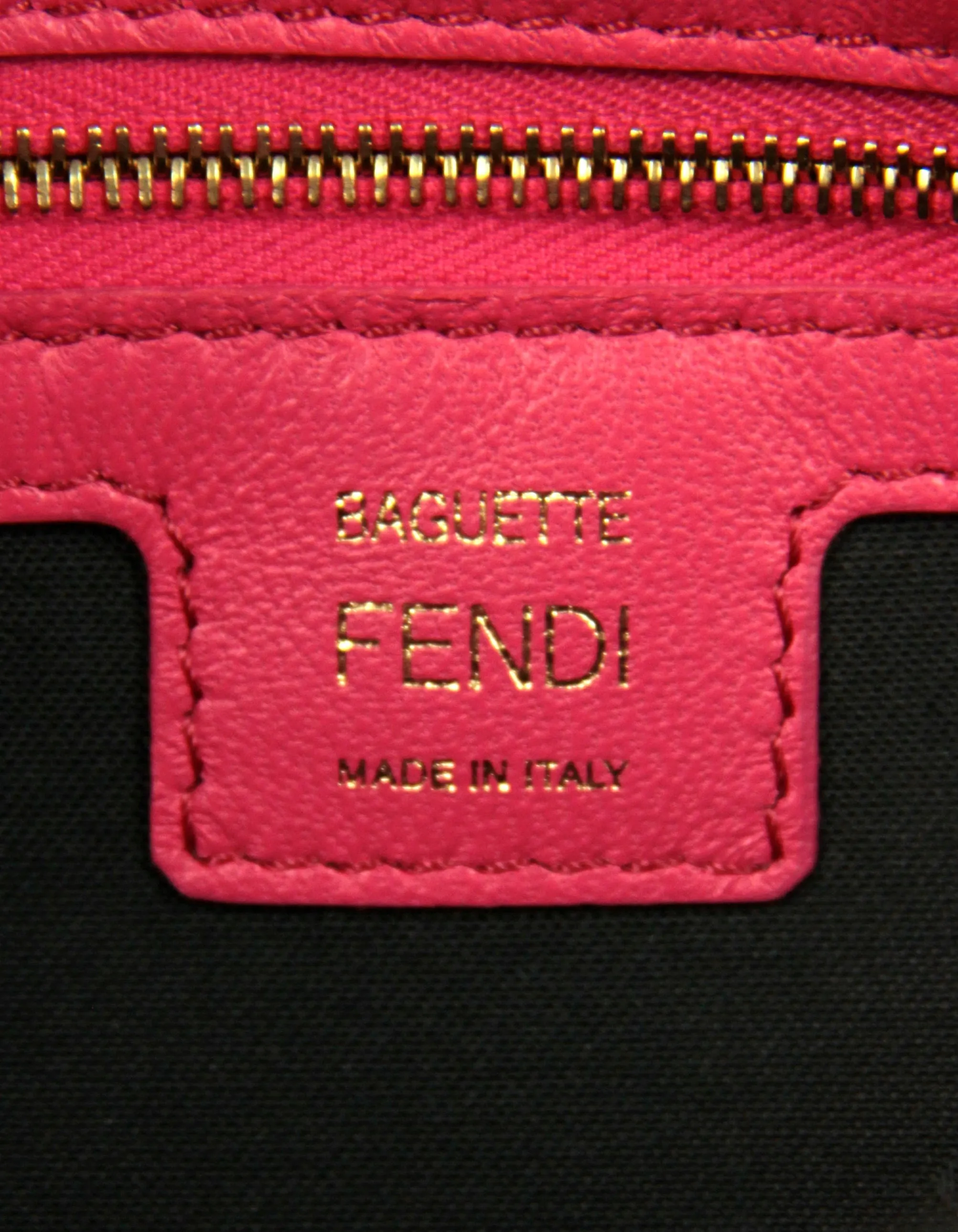 Fendi Pink Nappa Embossed Logo FF 1974 Medium Baguette NM Bag w/ Two Straps