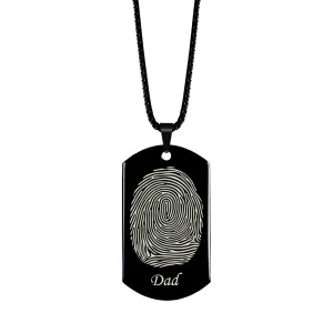 Fingerprint Dog Tag with Name High Polished
