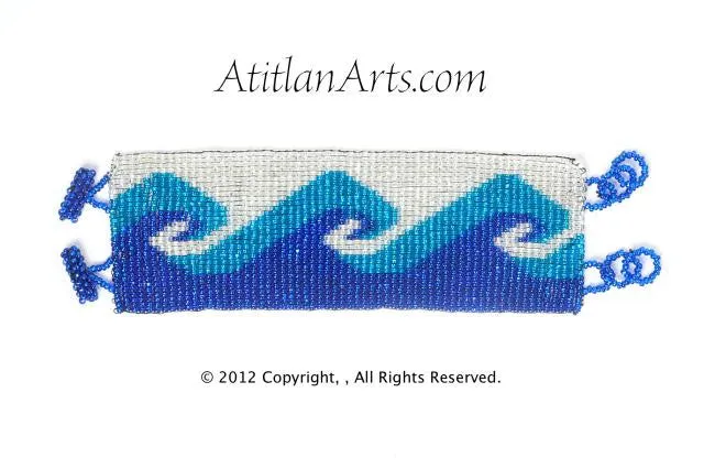Flat Bracelet Ocean Wave Blues & White wide