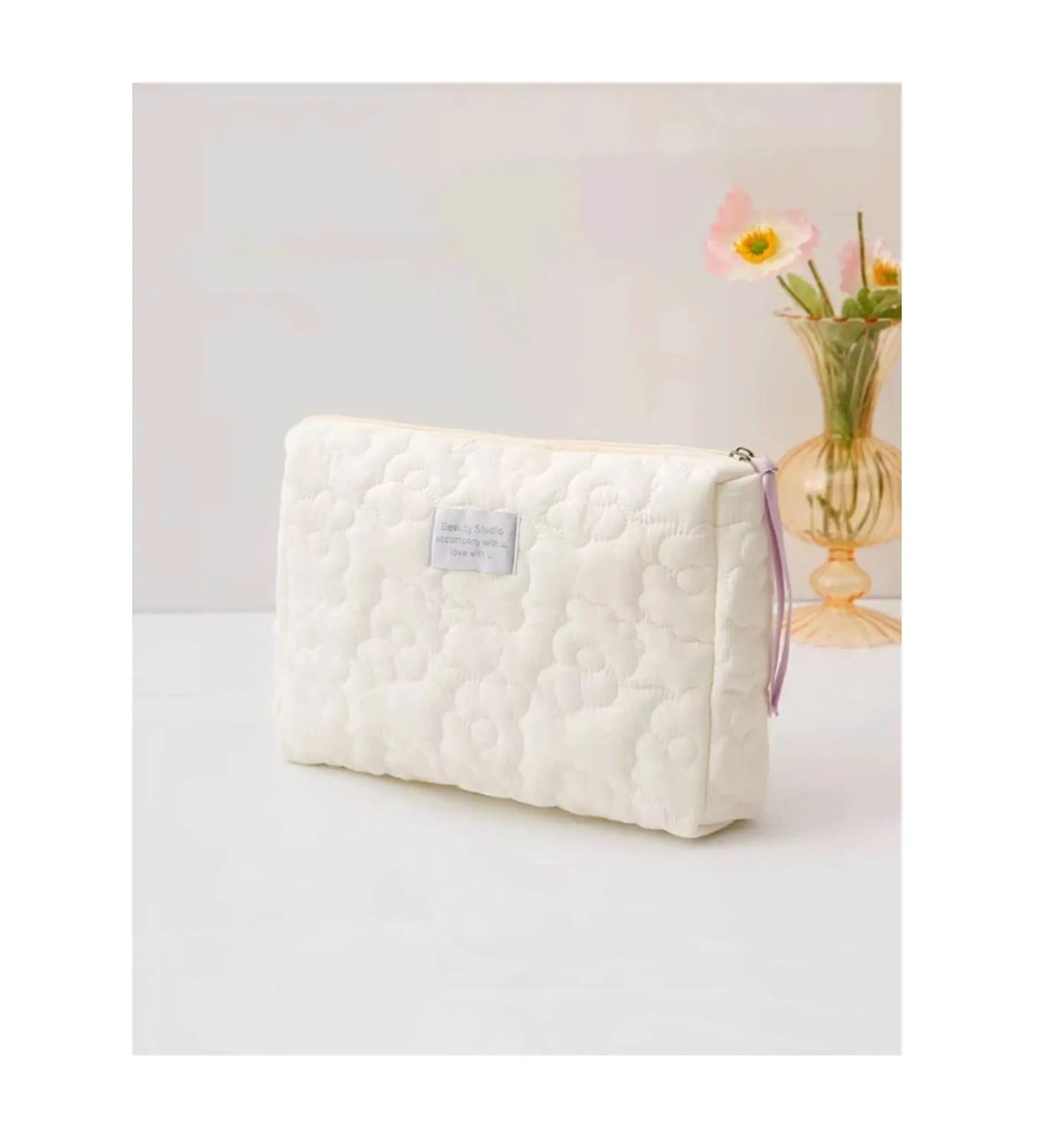 Floral Quilted Makeup Bag