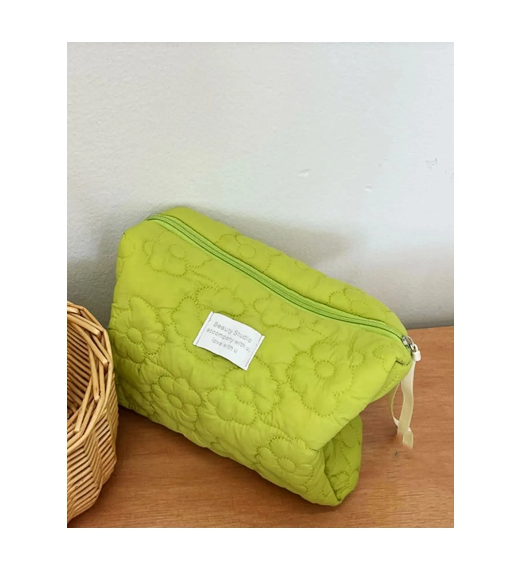 Floral Quilted Makeup Bag