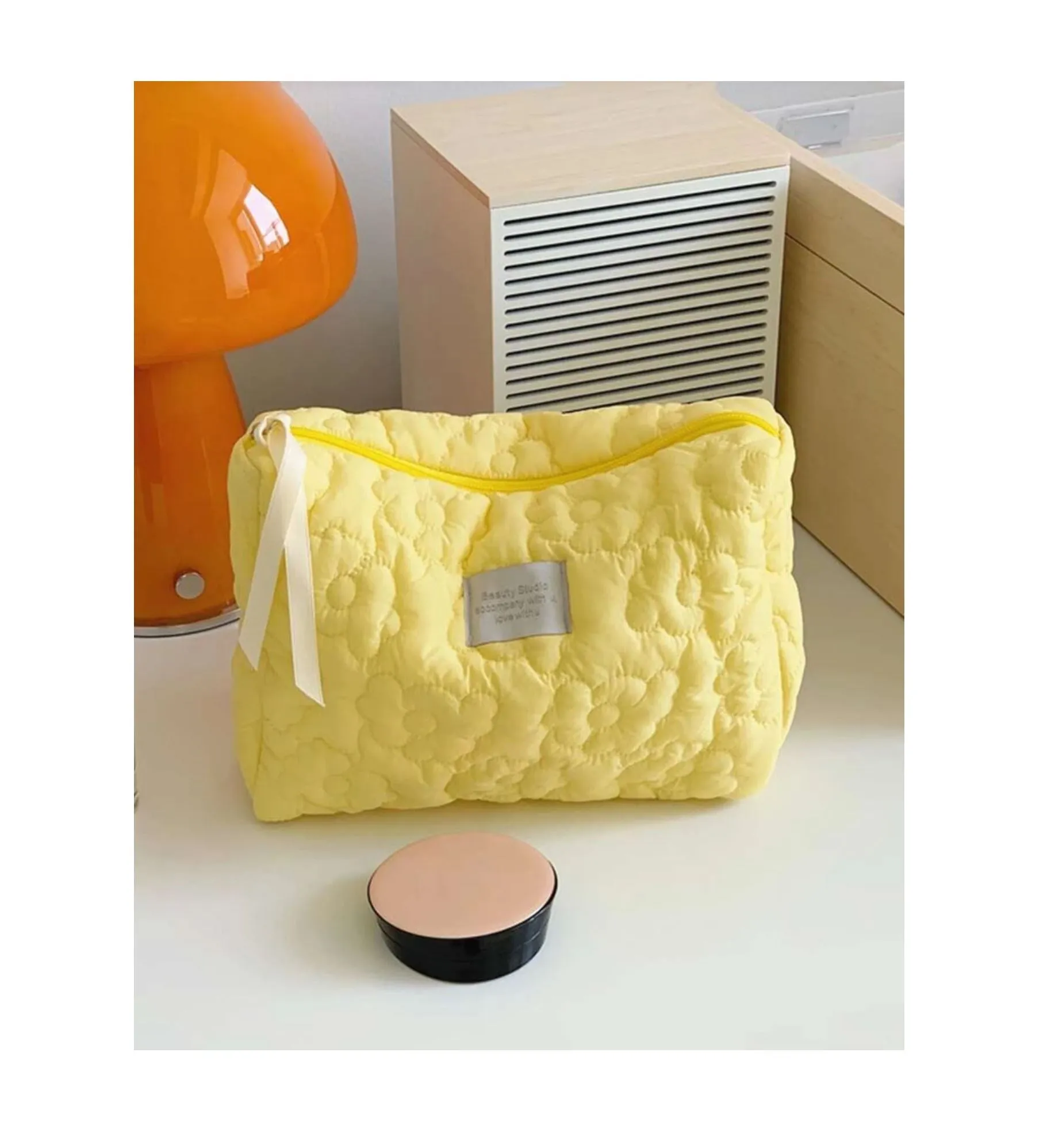 Floral Quilted Makeup Bag