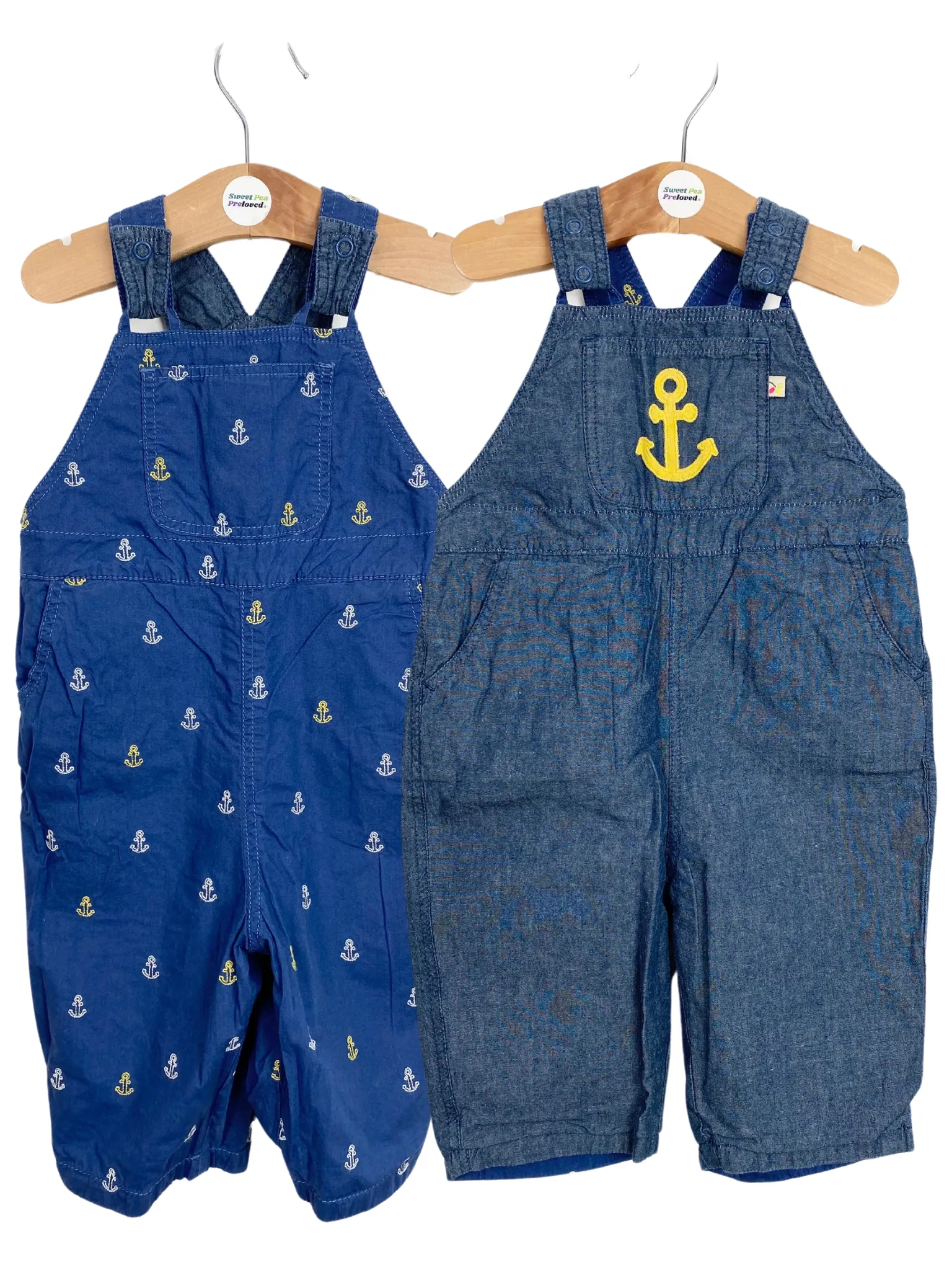 Frugi reversible anchor dungarees 3-6m