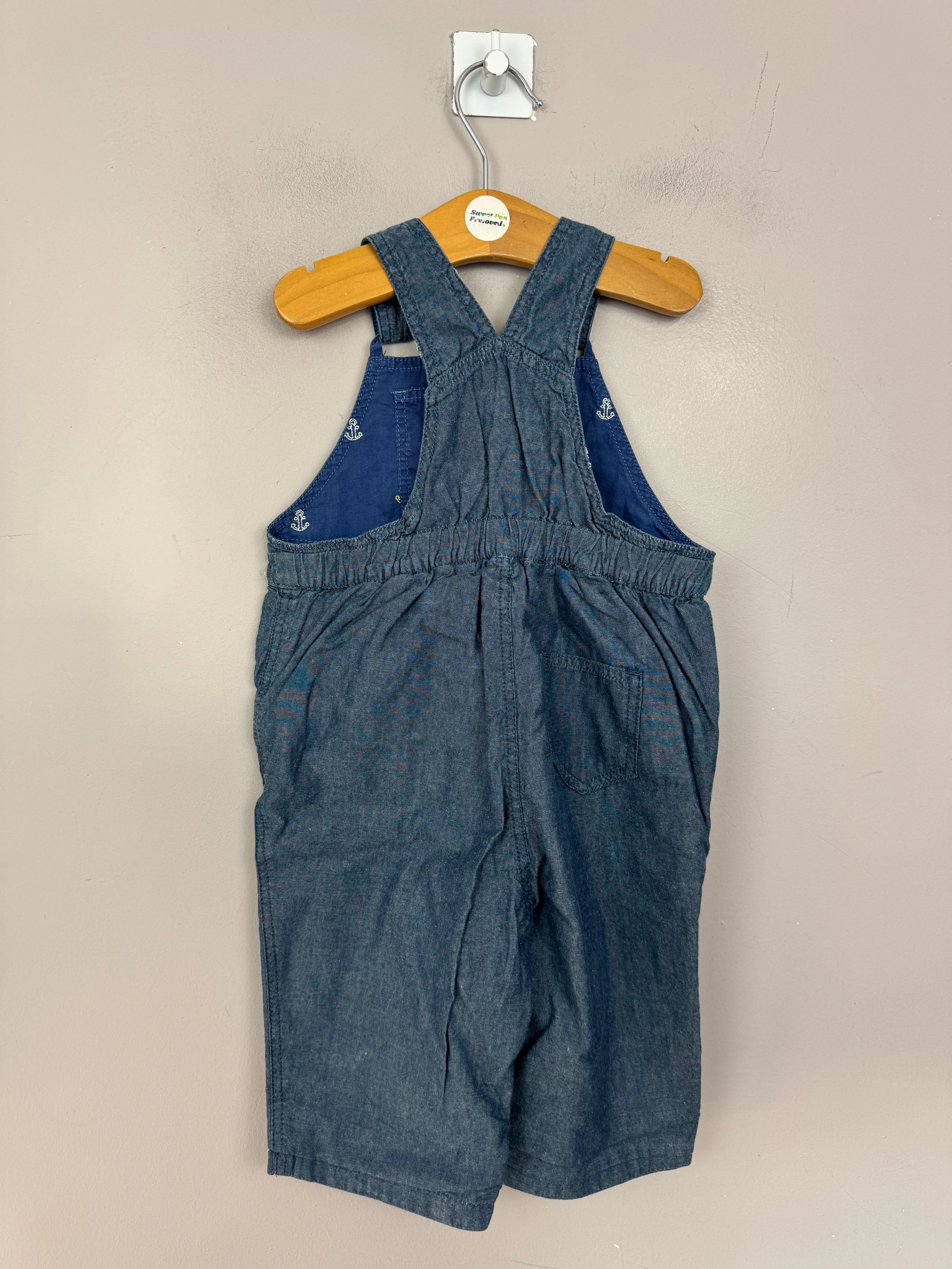 Frugi reversible anchor dungarees 3-6m