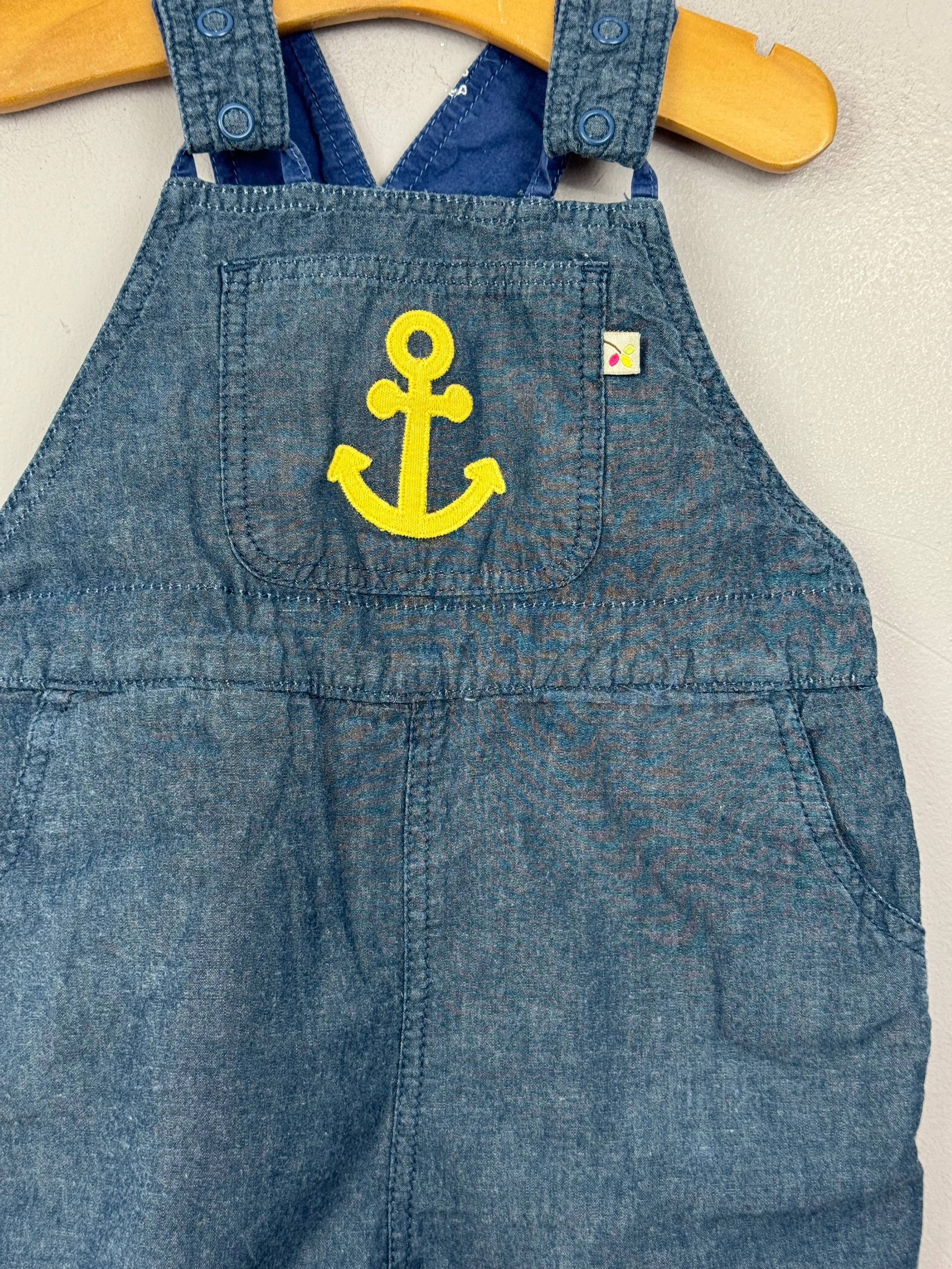 Frugi reversible anchor dungarees 3-6m
